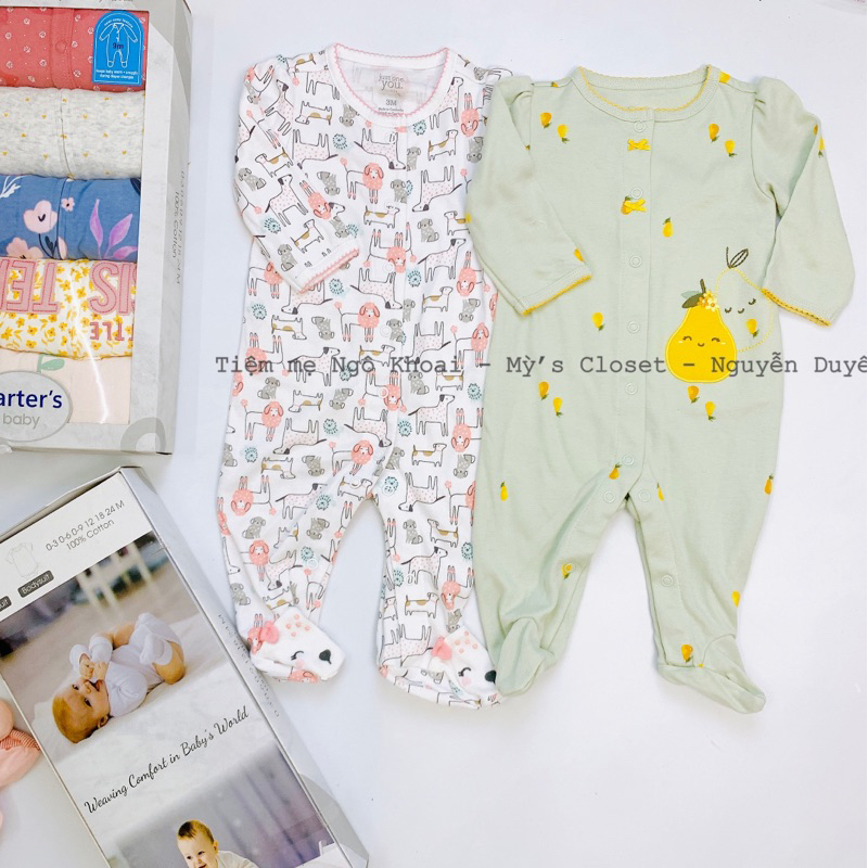 [MD03] 0-3M(3-5,5kg)  Áo liền quần/ Body sleep suit liền tất cho bé gái các hãng xuất xịn