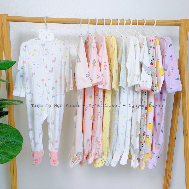 [MD03] 3-6M(5,5-7,5kg)  Áo liền quần/ Body sleep suit liền tất cho bé gái các hãng xuất xịn