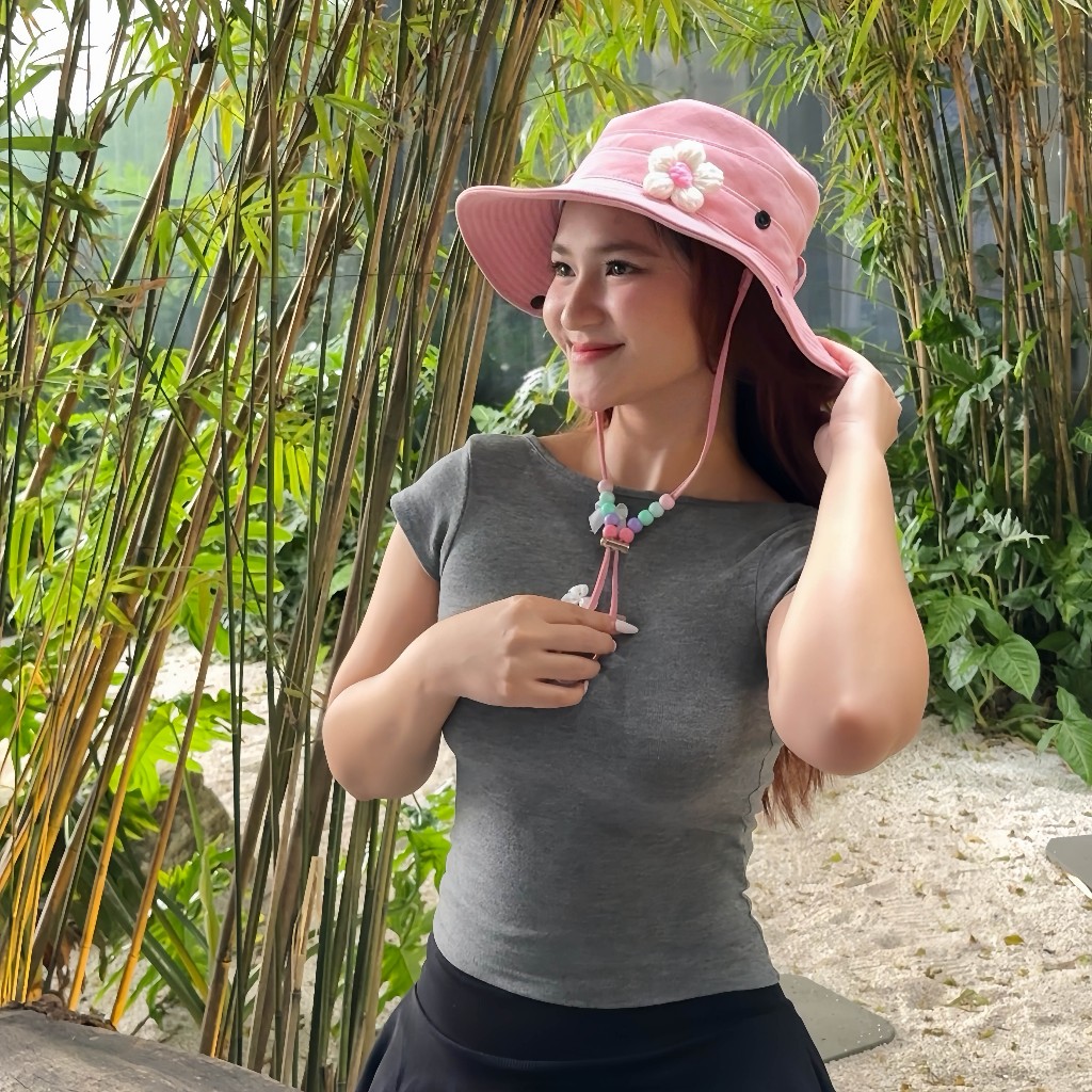 Mũ Nón Bucket CAO BỒI PHỐI HẠT - Dây có thể tháo rời hạt