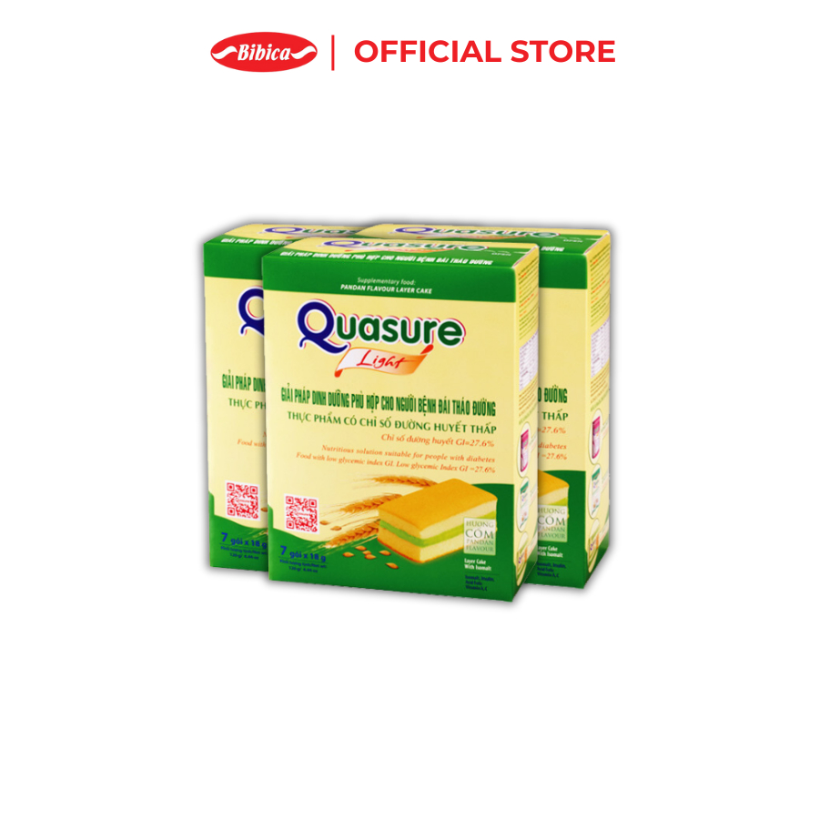 Ảnh Combo 3 Hộp Bánh Bông Lan Quasure Light Bibica 126g - Thực phẩm cho người ăn kiêng, tiểu đường 2
