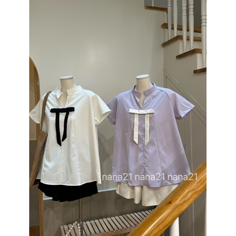 Set áo Babydoll đính nơ kèm quần A248 Nana Nana21 Nữ Woman