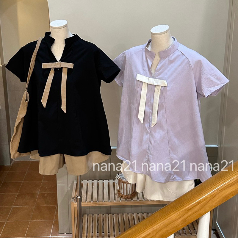 Set áo Babydoll đính nơ kèm quần A248 Nana Nana21 Nữ Woman