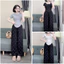 Sst bộ áo croptop xẻ trước mix quần xuông chan neo - Set bộ xẻ trước