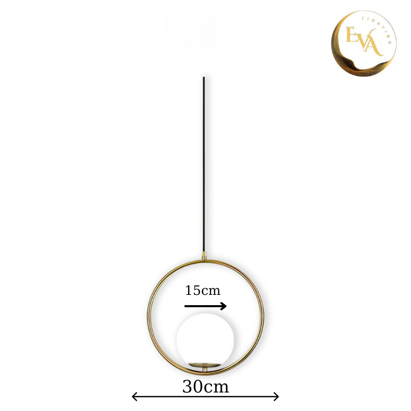 Đèn thả decor EVA YQ002-1 phong cách hiện đại, thả bóng tròn chao thuỷ tinh D180mm bảo hành 12 tháng