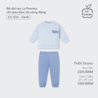 La pomme Bộ dài tay La Pomme chỉ màu kèm túi năng động cho bé