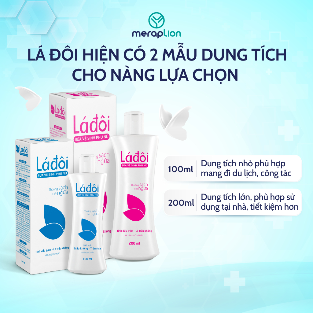 Combo 4 Dung dịch vệ sinh phụ nữ LÁ ĐÔI 200ml dạng sữa ngăn ngừa mùi, ngứa, viêm nhiễm phụ khoa
