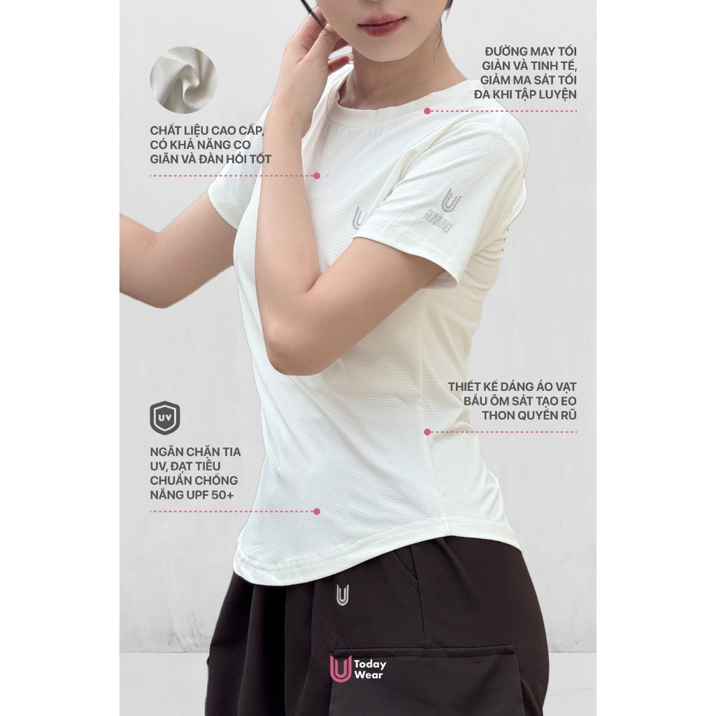 Ảnh Áo thun thể thao nữ Essential Dri-FIT tập gym yoga chống tia UV chống nắng UPF 50+ Today U Wear 3