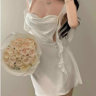 V06 Váy Ngủ Lụa Hai Dây Cổ Đổ Cánh Tiên Tiểu Thư Cao Cấp Phương Linh Underwear