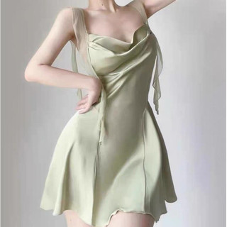 V06 Váy Ngủ Lụa Hai Dây Cổ Đổ Cánh Tiên Tiểu Thư Cao Cấp Phương Linh Underwear