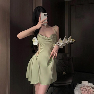 V06 Váy Ngủ Lụa Hai Dây Cổ Đổ Cánh Tiên Tiểu Thư Cao Cấp Phương Linh Underwear
