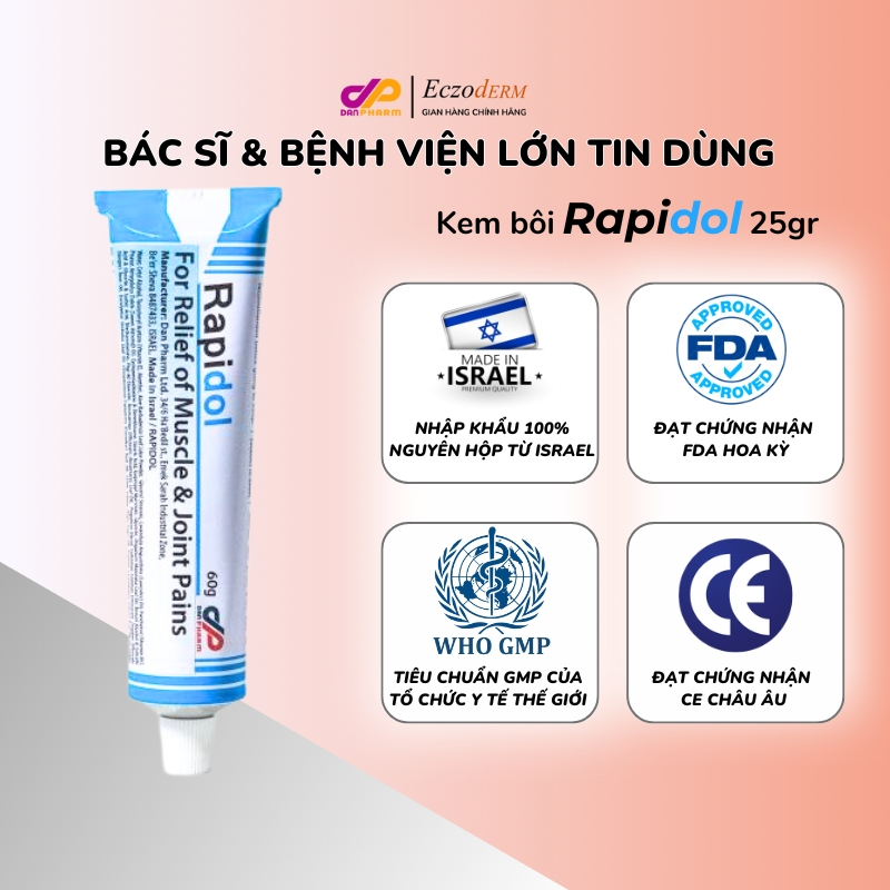 Kem bôi giảm đau nhức và  viêmkhớp RAPIDOL DANPHARM Tuýp 60g nhập khẩu Israel tuyp 60g
