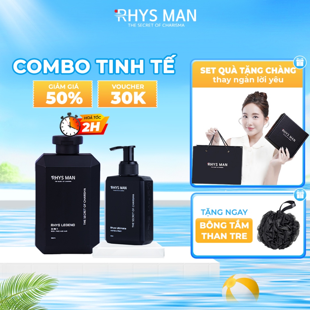 Bộ Quà Tặng Nam - Sữa tắm gội nam 3in1 350 ml & Dung dịch vệ sinh nam ...