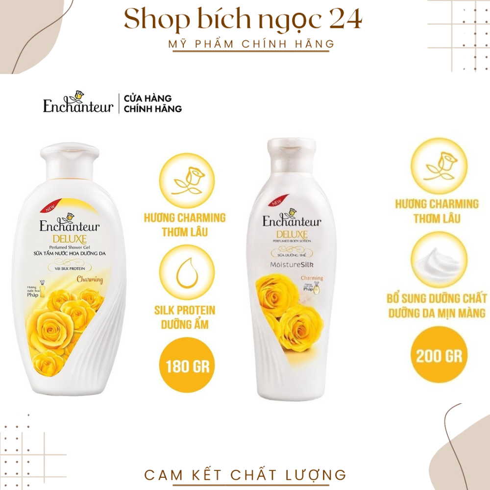 Sữa tắm hương nước hoa dưỡng da thơm mịn Enchanteur 180g sữa dưỡng ẩm 200G