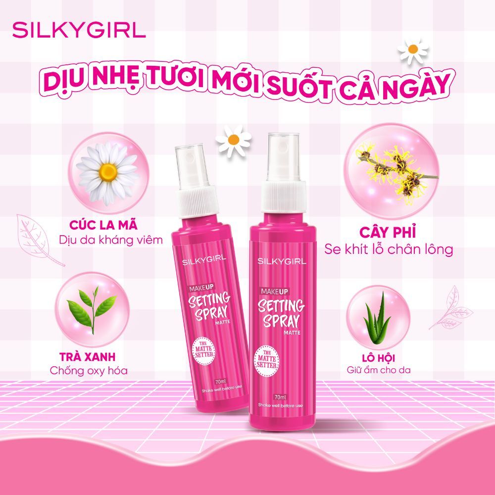 Ảnh Xịt Giữ Lớp Trang Điểm Lâu Trôi Silkygirl Makeup Setting Spray - Matte 70ml 3