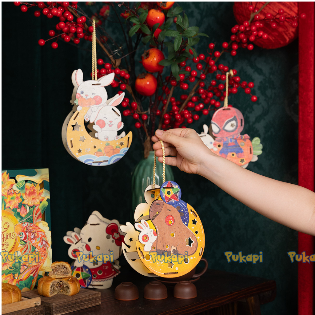 Đèn Lồng Gỗ Lồng Đèn Trung Thu Đèn Lồng Trung Thu Đèn Lồng Thỏ Tô Màu In Màu Handmade Cho Bé - Đồ Chơi Cho Bé PUKAPI