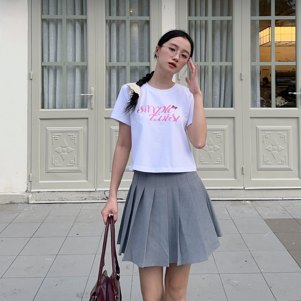 Ảnh Áo thun nữ, áo phông Unisex basic màu trắng, đen, hồng - Simple Twist 3