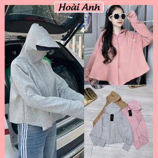 Áo Chống Nắng Umi Xốp Dẻo Dáng Ngắn Xỏ Ngón Vành Mũ To Áo Chống Tia UV Dáng Lỡ Freesize Form Rộng