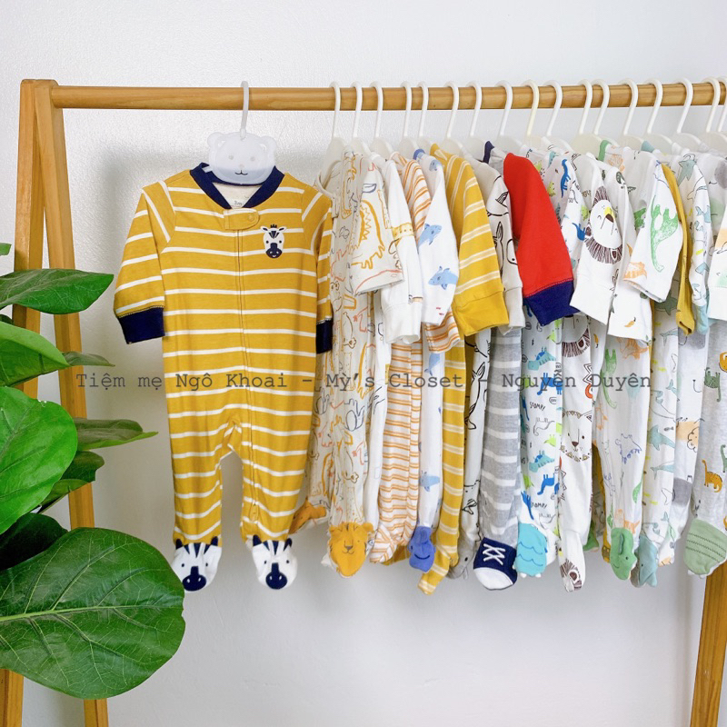 [MD124] 0-3M(3-5,5kg) Áo liền quần/ Body sleep suit liền tất cho bé trai các hãng xuất xịn