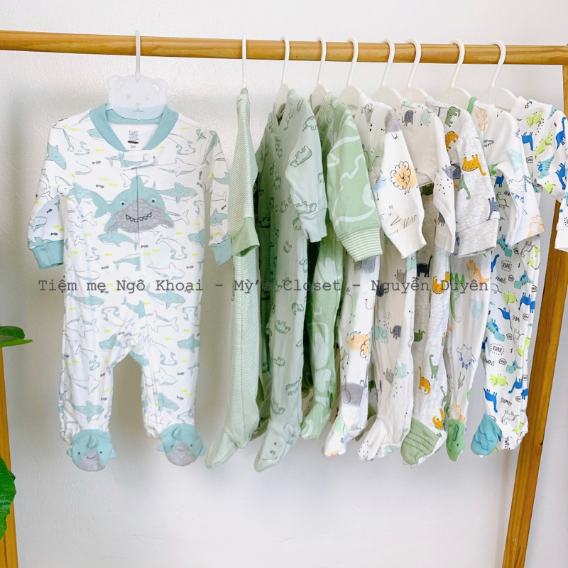 [MD124] 0-3M(3-5,5kg) Áo liền quần/ Body sleep suit liền tất cho bé trai các hãng xuất xịn