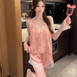 Bộ Ngủ Lụa Hai Dây mềm Mịn Cho Nữ Hàng Quảng Châu Cao Cấp,Chất Lụa Tơ Mềm Mịn Nhiều Họa Tiết