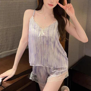 Bộ Ngủ Lụa Hai Dây mềm Mịn Cho Nữ Hàng Quảng Châu Cao Cấp,Chất Lụa Tơ Mềm Mịn Nhiều Họa Tiết