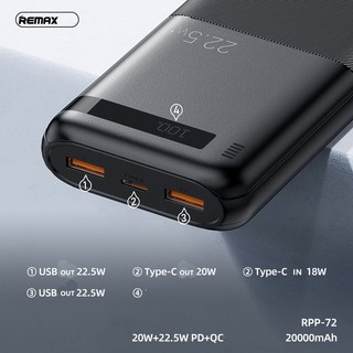 [Có 3C] Sạc Dự Phòng Remax RPP-72 20000mAh USB-A QC3.0 22.5W và TypeC PD 20W - Phụ Kiện Nhất Tín
