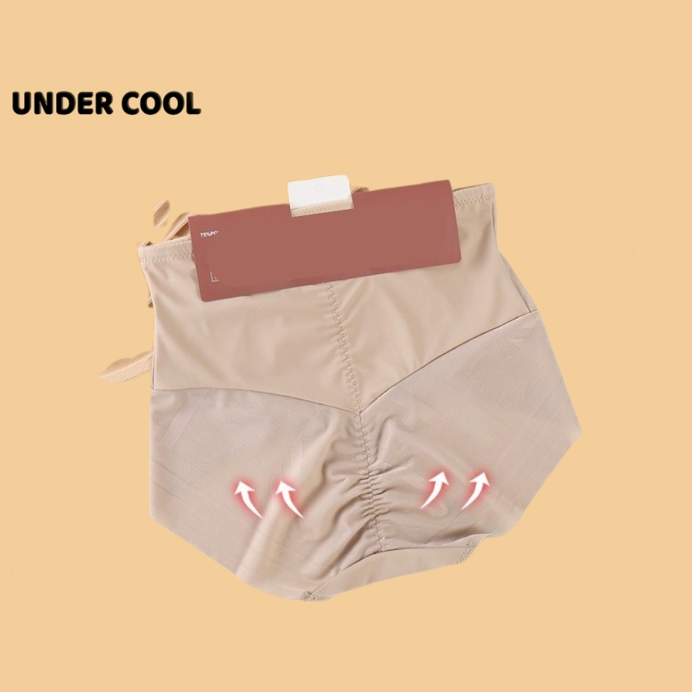 Quần Lót Định Hình Bụng Dưới UNDERCOOL Eo Bằng Lụa Lạnh Không Lộ, cạp cao, màu da đen QL46