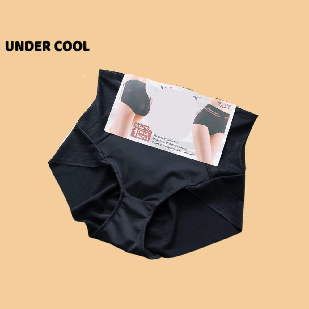 Quần Lót Định Hình Bụng Dưới UNDERCOOL Eo Bằng Lụa Lạnh Không Lộ, cạp cao, màu da đen QL46
