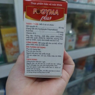 Ống bổ sung SẮ.T  FOGYMA plus giúp bổ sung sắt do thiếu máu ,..