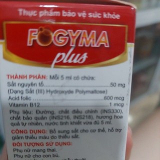 Ống bổ sung SẮ.T  FOGYMA plus giúp bổ sung sắt do thiếu máu ,..