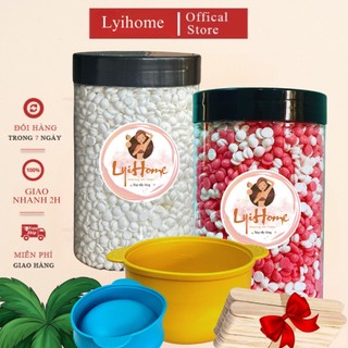 TẶNG CHÉN SILICON, hũ 500g sáp wax lông cao cấp sữa dừ lyihome có mùi thơm, chất dẻo bám lông tốt