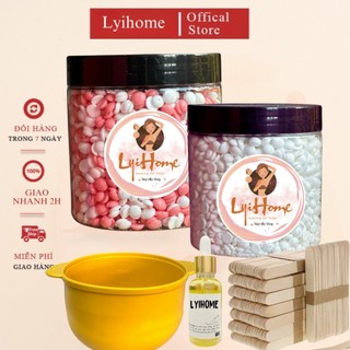 [TẶNG CHÉN SILICON+SERUM] Hũ 500g sáp wax lông nóng lyihome, sáp sữa dừa thơm dẻo,bám lông tốt