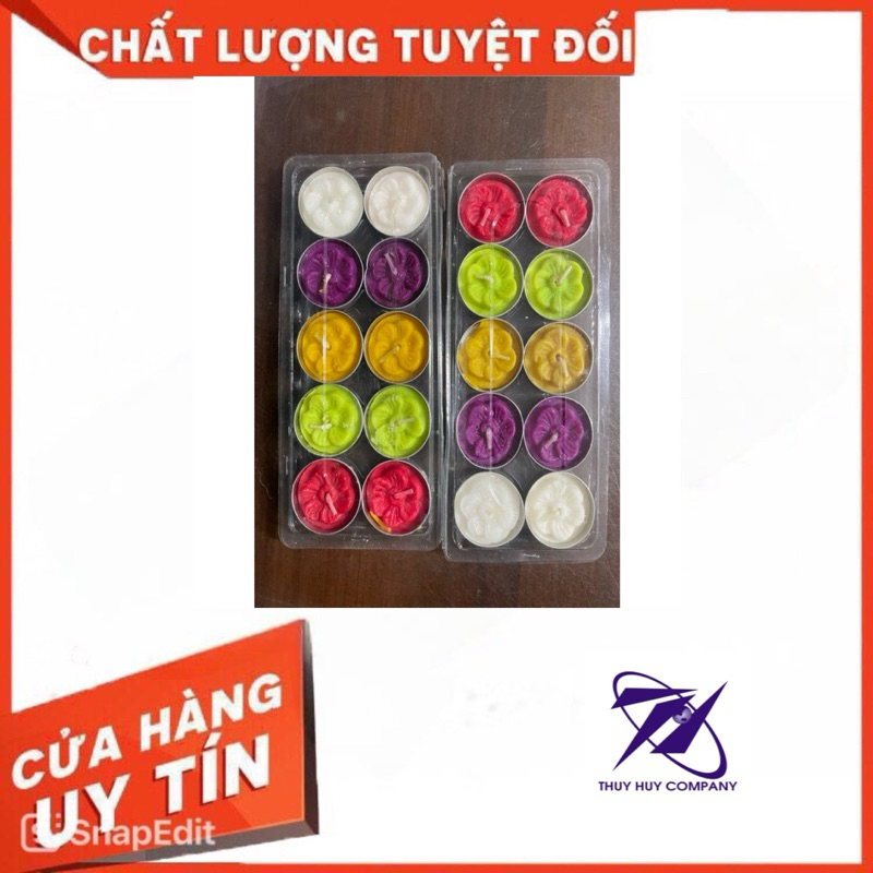 NẾN ĐỒNG XU, NẾN NGHÊ THUẬT SẮC MÀU, VỈ 10 VIÊN - VPP QUỐC HUY