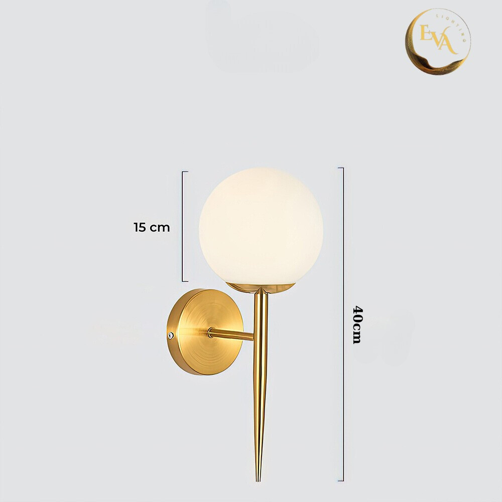 Đèn tường chao thủy tinh EVA W5948-1 phong cách hiện đại, trang trí phòng khách, phòng ngủ D150mm bảo hành 12 tháng