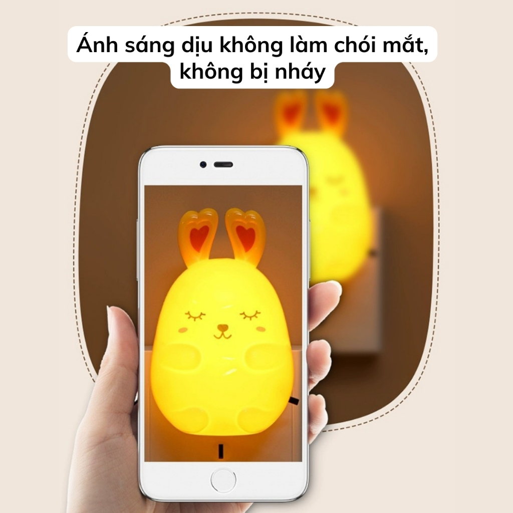 Đèn Ngủ Led Ánh Sáng Dịu Nhẹ Tiết Kiệm Điện, Bóng Ngủ Cute Mini Dễ Thương Cắm Điện Trực Tiếp