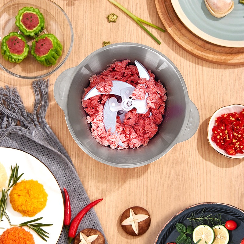 Máy Xay Thịt Cối Inox Đa Năng Dao 4 Lưỡi FOOD PROCESSOR HDA - Cối xay thịt inox