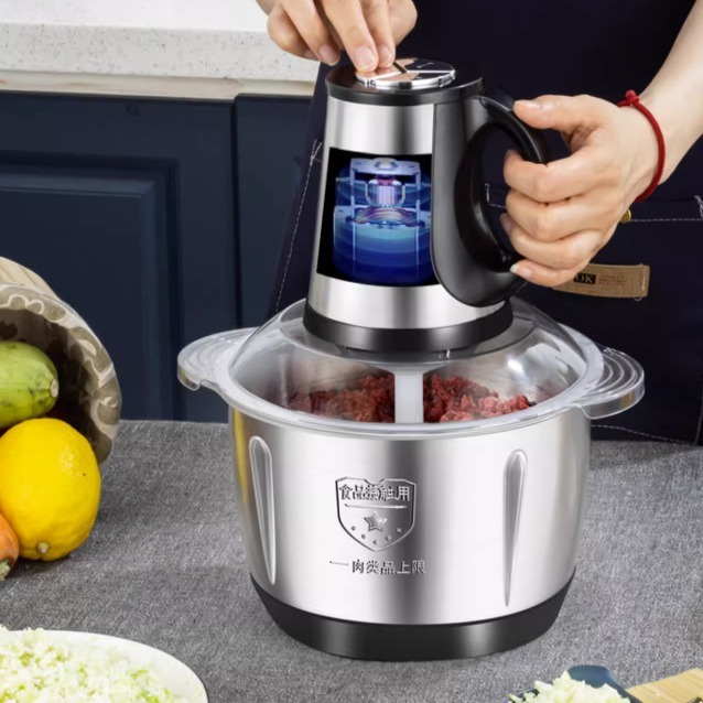 Máy Xay Thịt Cối Inox Đa Năng Dao 4 Lưỡi FOOD PROCESSOR HDA - Cối xay thịt inox
