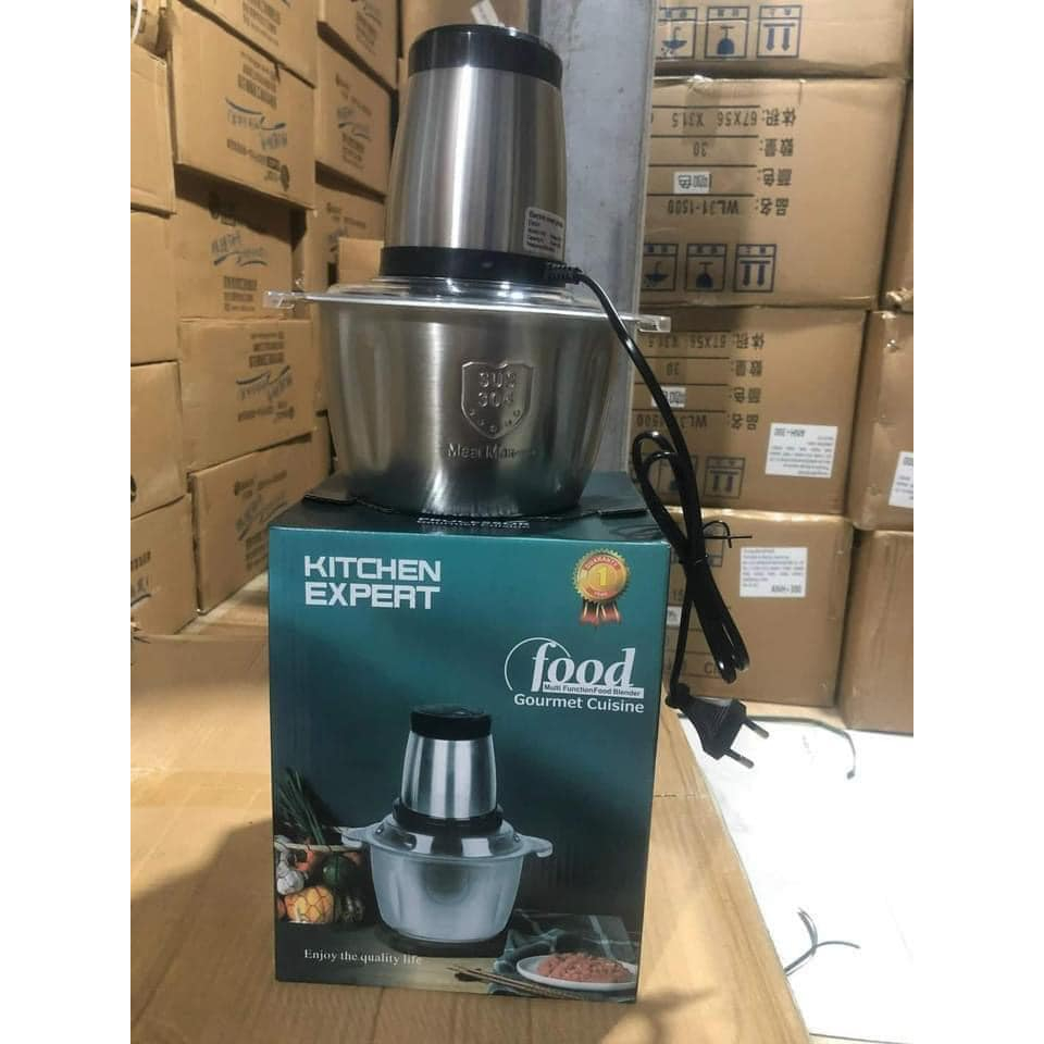 Máy Xay Thịt Cối Inox Đa Năng Dao 4 Lưỡi FOOD PROCESSOR HDA - Cối xay thịt inox