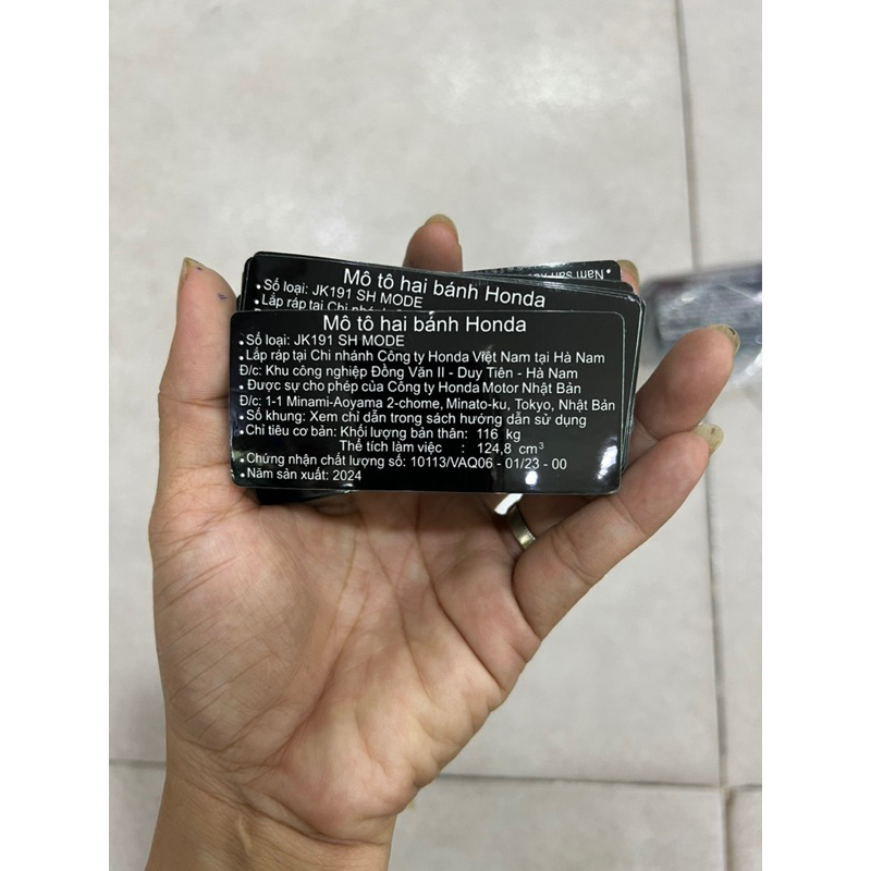 Tem thông số sh mode 2022-2026 chuẩn hãng