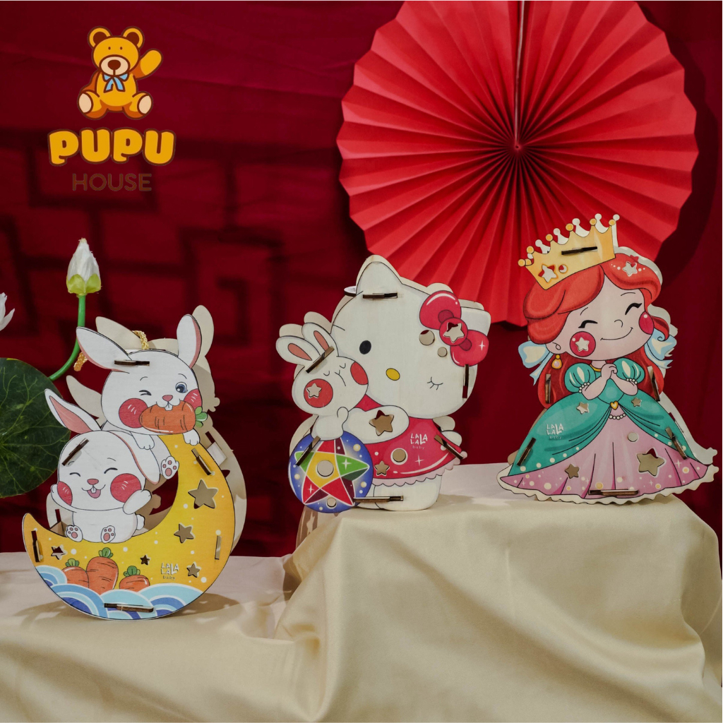Lồng Đèn Trung Thu Lồng Đèn Gỗ Tự Tô Màu In Màu Sẵn Lắp Ráp Cho Bé Nhiều Chủ Đề - Đồ Chơi Cho Bé PUPU HOUSE