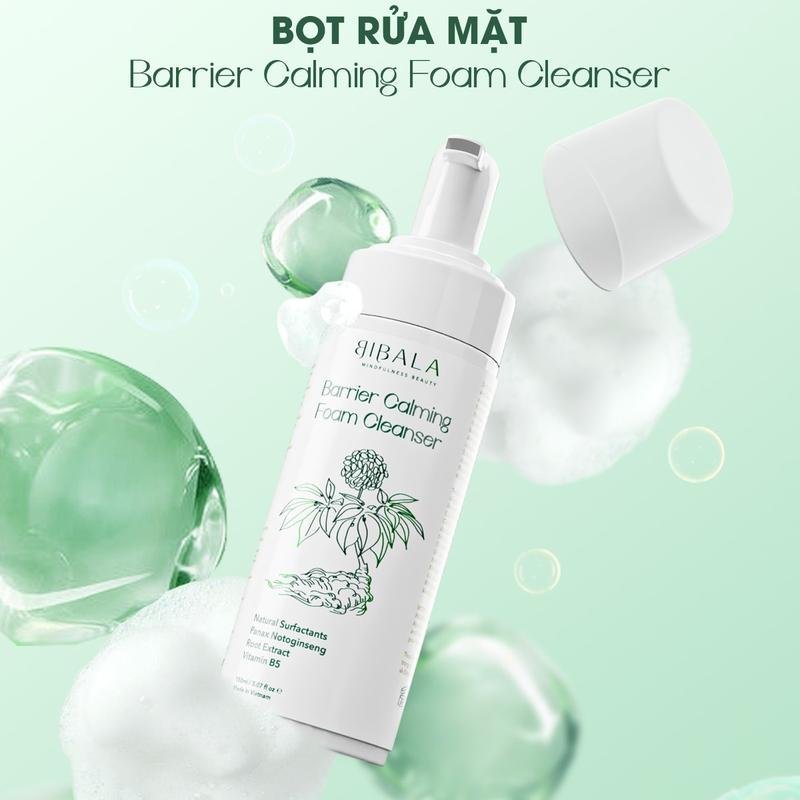 Ảnh Bọt rửa mặt chiết xuất Tam Thất sạch sâu, giảm viêm và làm dịu BARRIER CALMING FOAM CLEANSER BIBALA 150ML 2