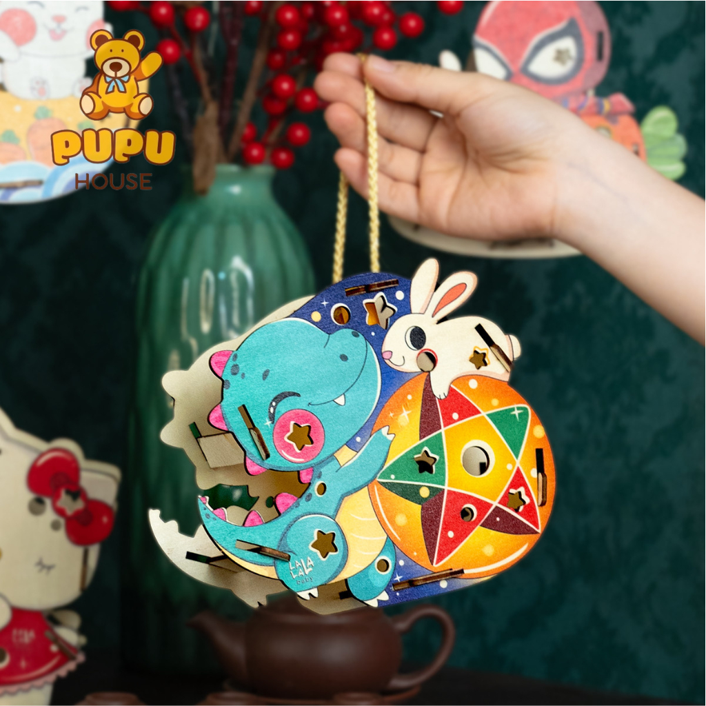 Đèn Lồng Trung Thu Lồng Đèn Gỗ Đèn Lồng Bộ Kít Tự Làm Lồng Đèn Trung Thu Nhiều Chủ Đề Tự Tô Màu In Màu Cho Bé-PUPU HOUSE