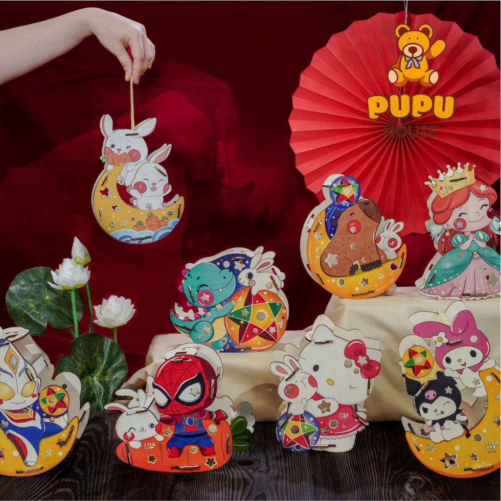 Đèn Lồng Lồng Đèn Trung Thu Đèn Lồng Trang Trí Kuromi Lồng Đèn Gỗ Trung Thu Cho Bé - Đồ Chơi Cho Bé PUPU HOUSE