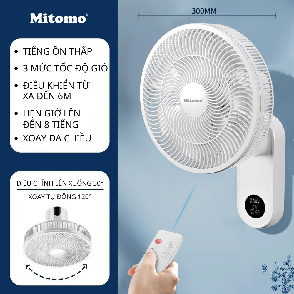 Product image Quạt treo tường điều khiển từ xa remote Mitomo FTT-60 Bảo hành 2 năm 4