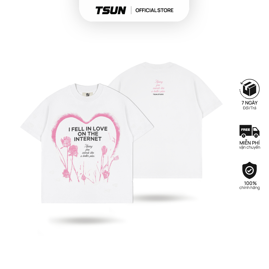 Ảnh Áo Thun TSUN InternetLove Tee - Trắng - [UNISEX] - In Logo - Nam/Nữ - Local Brand - Streetwear 1
