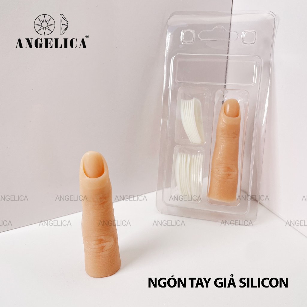 Ngón tay giả silicon thực hành nail ANGELICA ( tặng kèm 20 móng giả )