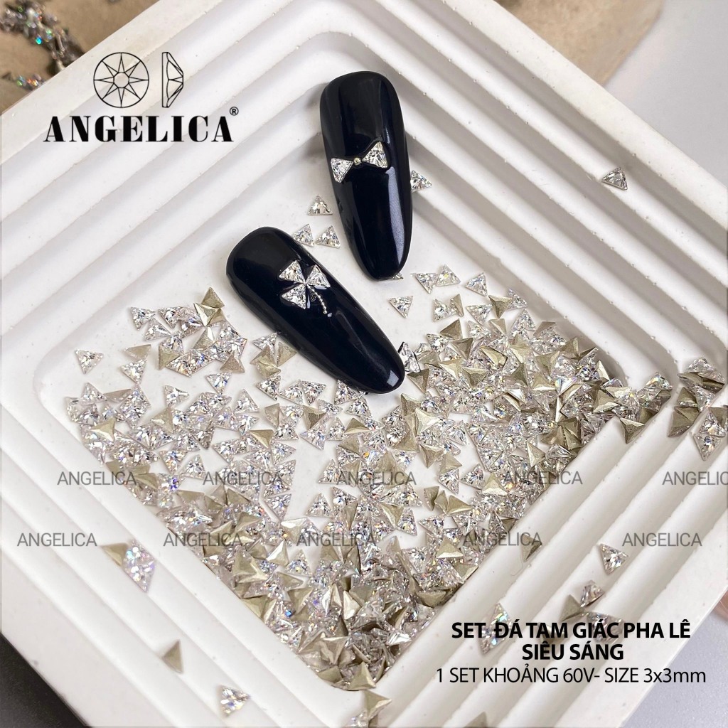 Set Đá Tam Giác Pha Lê Siêu Sáng ANGELICA ( 60 viên 1 set ) - đá chân bằng giả úc cao cấp
