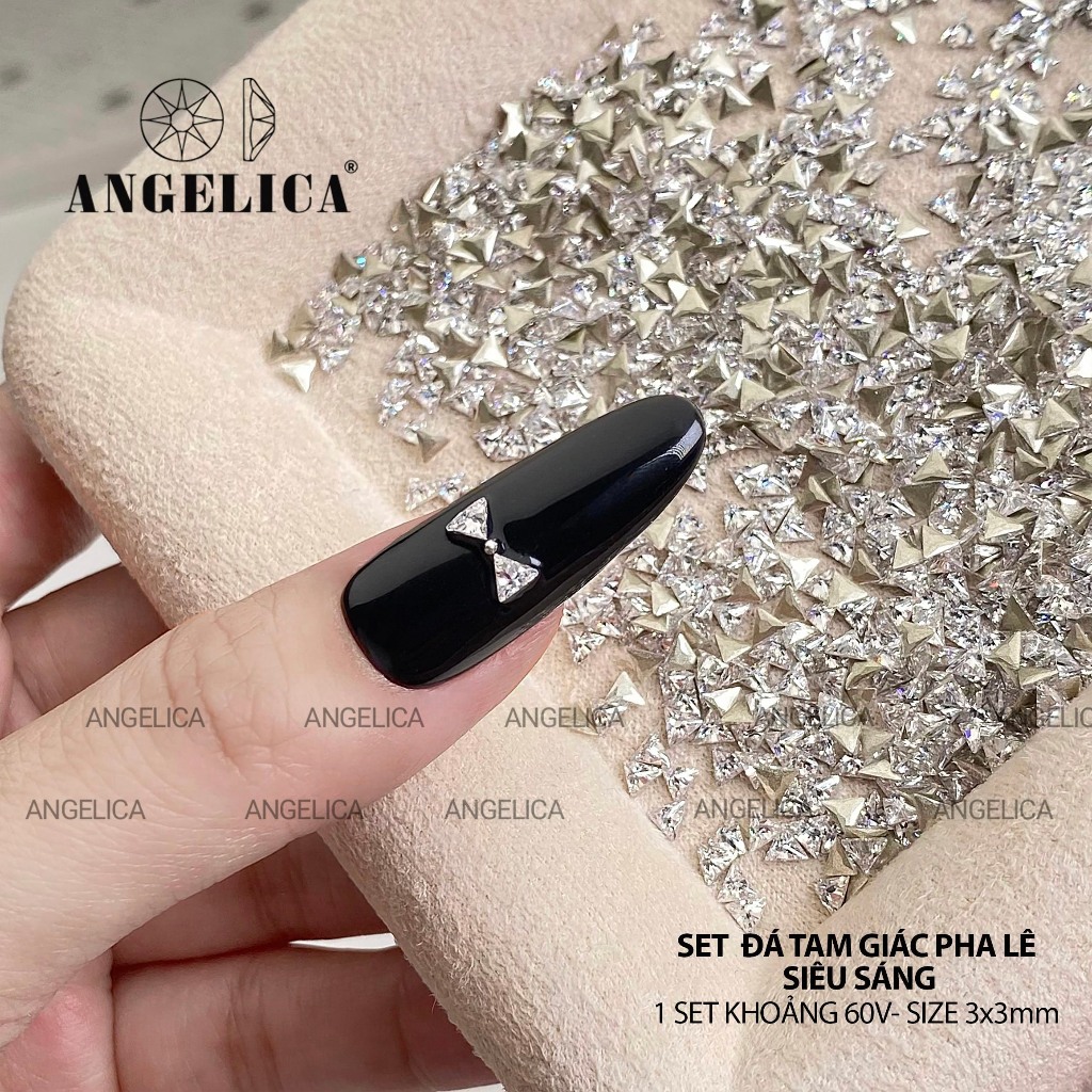 Set Đá Tam Giác Pha Lê Siêu Sáng ANGELICA ( 60 viên 1 set ) - đá chân bằng giả úc cao cấp