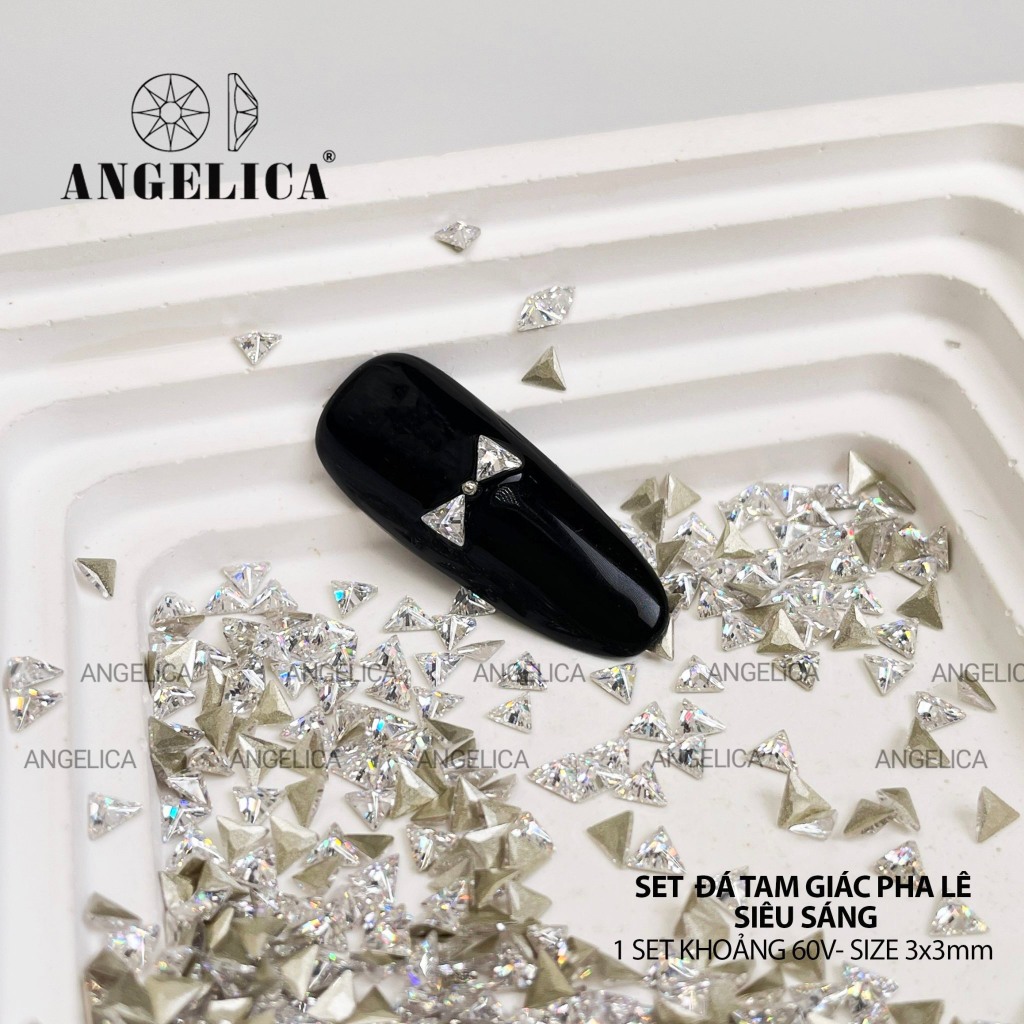 Set Đá Tam Giác Pha Lê Siêu Sáng ANGELICA ( 60 viên 1 set ) - đá chân bằng giả úc cao cấp