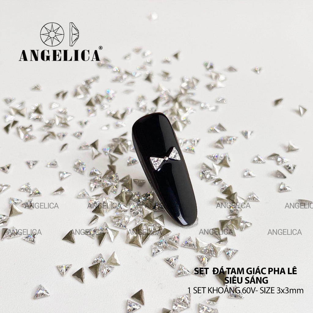 Set Đá Tam Giác Pha Lê Siêu Sáng ANGELICA ( 60 viên 1 set ) - đá chân bằng giả úc cao cấp